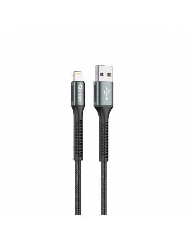 Cable qcharx prague usb a lightning 3a - 1 m - aleaciÃ³n de aluminio negro cordÃ³n de tela suave