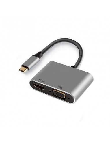 Adaptador ewent usb tipo c a hdmi 4k y vga 15cm - macho - hembra