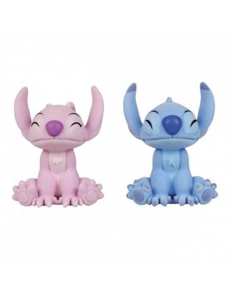 Pack de 2 figuras flocadas enesco disney stitch y angel beso