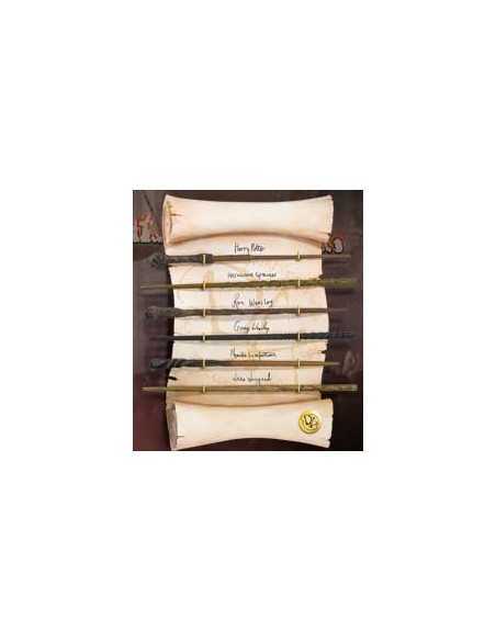 Replica the noble collection harry potter ejercito de dumbledore coleccion 6 varitas en exposicion