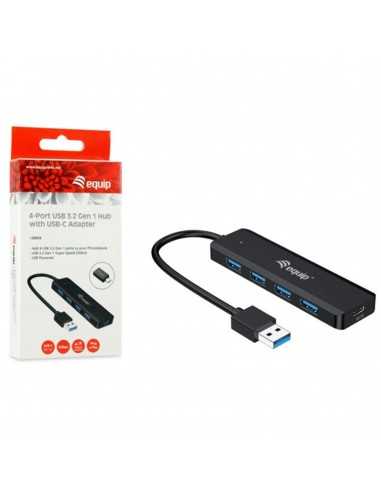 Hub usb equip life a 4 x usb 3.2 - 1 x usb tipo c + adaptador usb tipo c