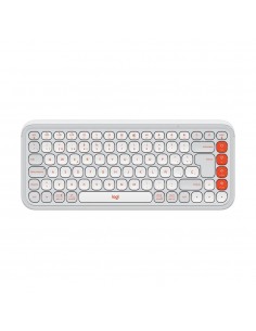 Teclado logitech pop icon keys inalambrico blanco - naranja