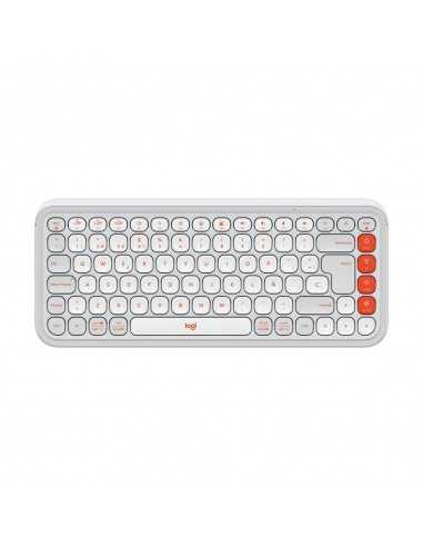 Teclado logitech pop icon keys inalambrico blanco - naranja