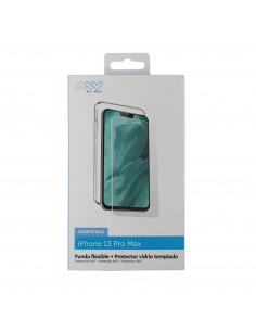 Carcasa myway para apple iphone 13 pro max transparente + protector pantalla cristal templado