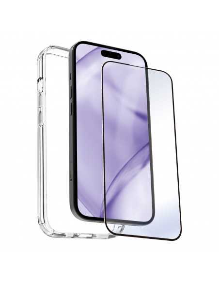 Carcasa myway para apple iphone 15 pro max transparente + protector pantalla cristal templado