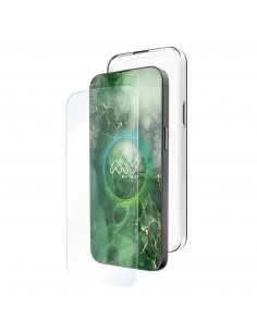 Carcasa myway para apple iphone 16 transparente + protector pantalla cristal templado