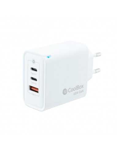 Cargador usb de pared coolbox 65w 2 x usb tipo c - usb tipo a