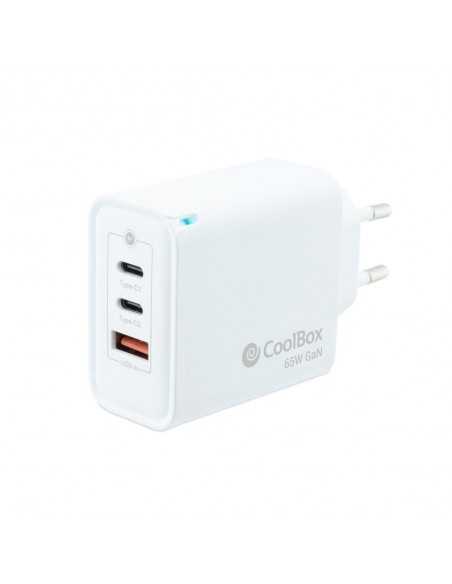 Cargador usb de pared coolbox 65w 2 x usb tipo c - usb tipo a
