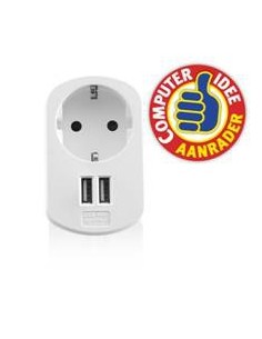 Cargador usb ewent 2 puertos - 155w - enchufe shuko blanco