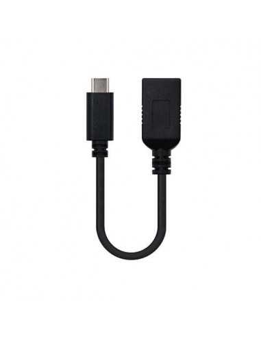 Cable otg usb tipo a 3.1 a usb tipo c 3.1 nanocable 15cm - hembra - macho - negro