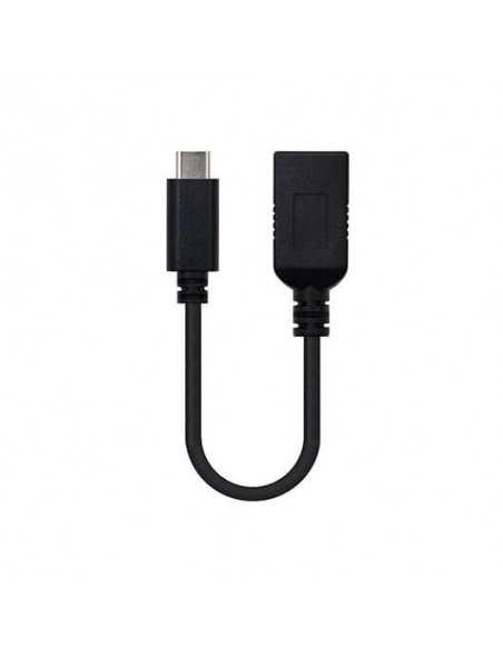 Cable otg usb tipo a 3.1 a usb tipo c 3.1 nanocable 15cm - hembra - macho - negro