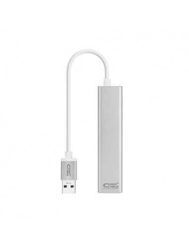 Cable usb tipo a 3.0 a ethernet gigabit+3xusb nanocable 0.15m plata
