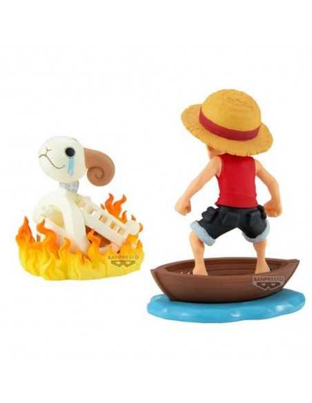 Figura banpresto one piece world collectable figure log stories monkey.d.luffy & going merry 8cm