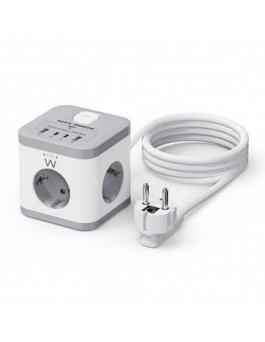 Regleta sobremesa ewent ew3863 3x schuko - 2x usb tipo a - 2x usb tipo b