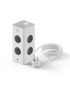 Regleta sobremesa ewent ew3864 8x schuko - 2x usb tipo a - 2x usb tipo b