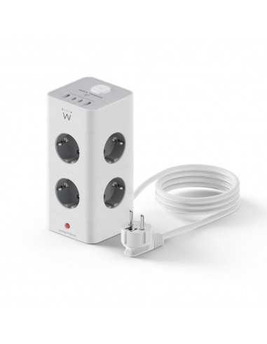 Regleta sobremesa ewent ew3864 8x schuko - 2x usb tipo a - 2x usb tipo b