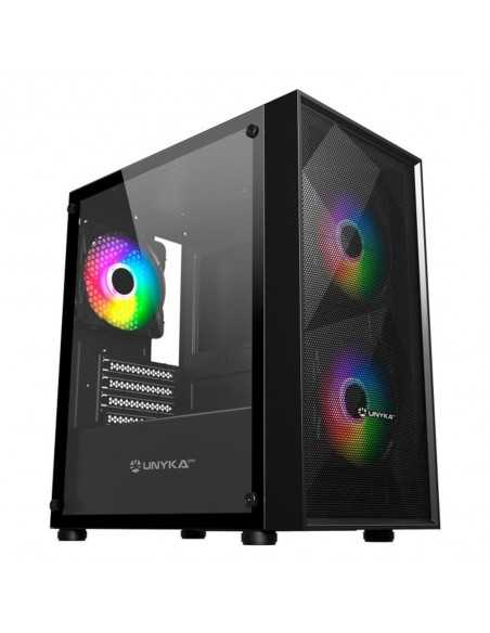 Caja ordenador gaming unyka mir b200 matx argb cristal templado negro