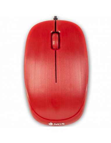 Raton con cable ngs flamered - optico - 1000dpi - 2 botones + scroll - ergonomico - usb - rojo