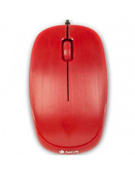 Raton con cable ngs flamered - optico - 1000dpi - 2 botones + scroll - ergonomico - usb - rojo