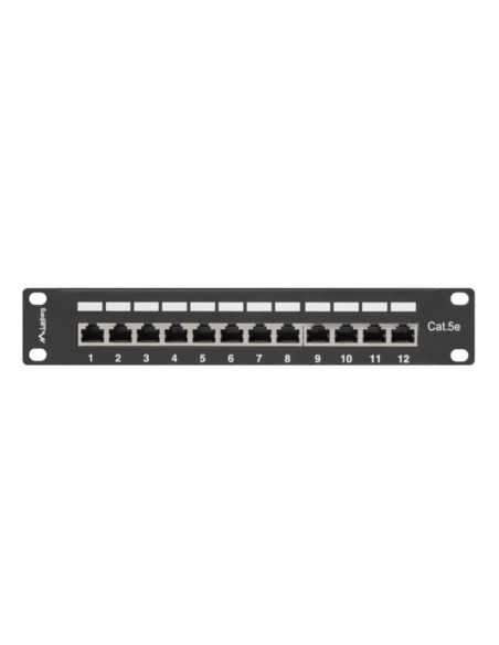 Patch panel lanberg 12 puertos 1u cat.5e 10 pulgadas blindado negro