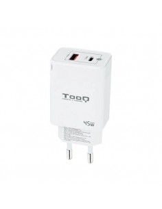 Cargador de pared tooq doble usb - c + usb a blanco 45w
