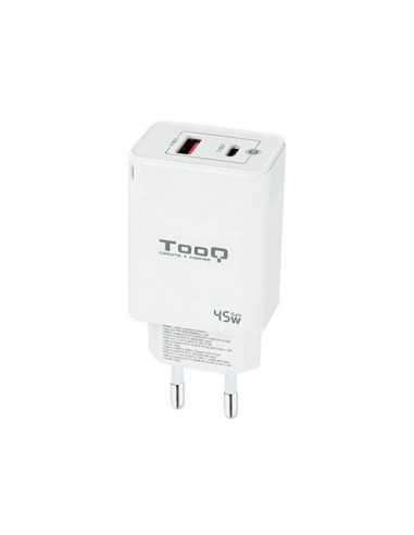 Cargador de pared tooq doble usb - c + usb a blanco 45w
