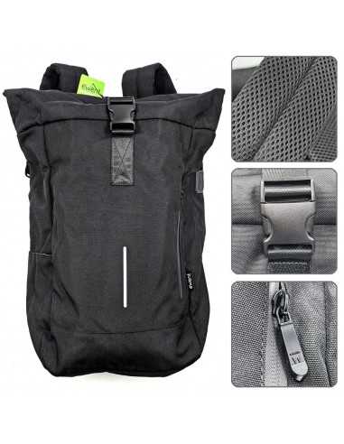 Mochila unisex ewent trendy roll para portatil 17.3 pulgadas negra