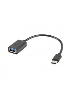 Adaptador usb tipo c a usb tipo a lanberg 15cm - macho - hemra - negro