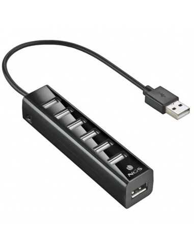Hub 7 puertos usb 2.0 ngs tiny negro plug play - 480mbps