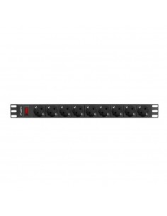 Regleta lanberg 1u 16a 9x schuko rack 19 pulgadas 3m negro
