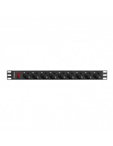 Regleta lanberg 1u 16a 9x schuko rack 19 pulgadas 3m negro