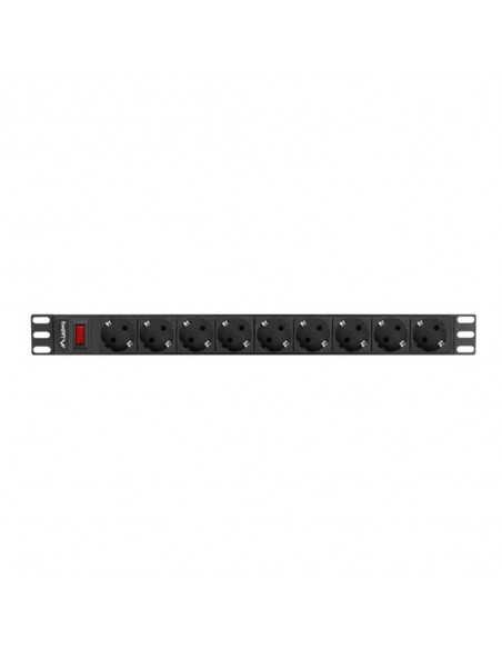 Regleta lanberg 1u 16a 9x schuko rack 19 pulgadas 3m negro