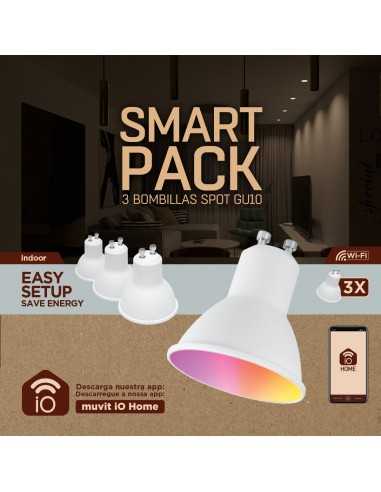 Bombilla muvit io gu10 5.5w rgb pack 3 unidades