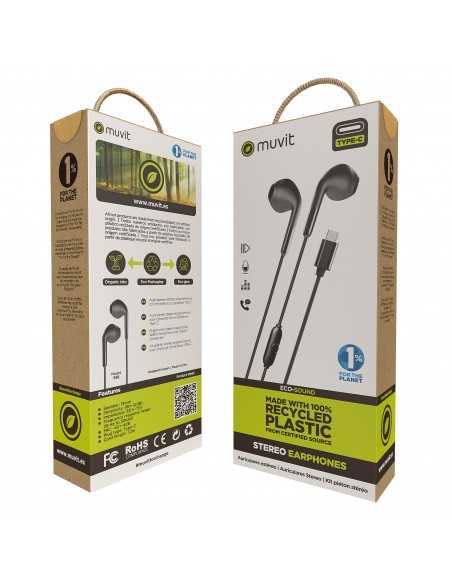 Auriculares muvit e58 usb tipo c negro Auriculares muvit e58 usb tipo c negro