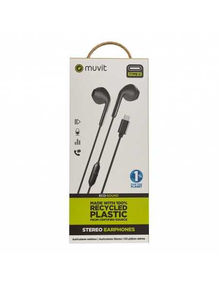 Auriculares muvit e58 usb tipo c negro Auriculares muvit e58 usb tipo c negro