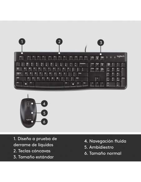 Combo teclado y raton logitech mk120 optico usb 2.0 negro