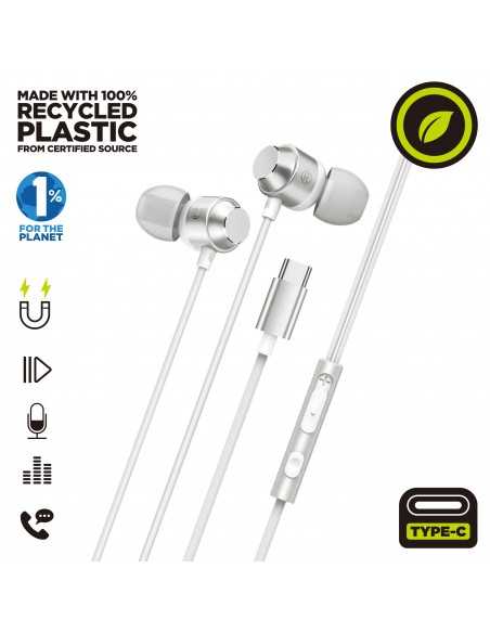 Auriculares magneticos muvit m32 usb tipo c blanco