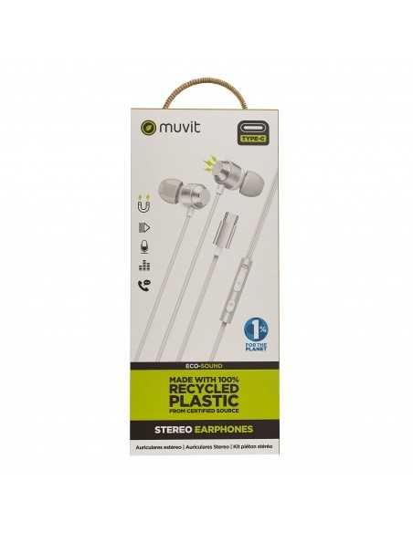 Auriculares magneticos muvit m32 usb tipo c blanco Auriculares magneticos muvit m32 usb tipo c blanco