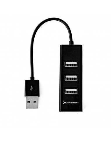 Hub usb portatil phoenix 4 puertos usb 2.0 cable conector usb flexible diseño compacto