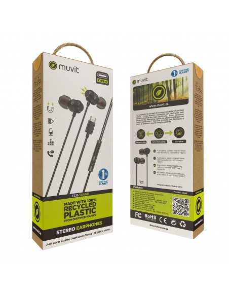 Auriculares magneticos muvit m32 usb tipo c negro Auriculares magneticos muvit m32 usb tipo c negro