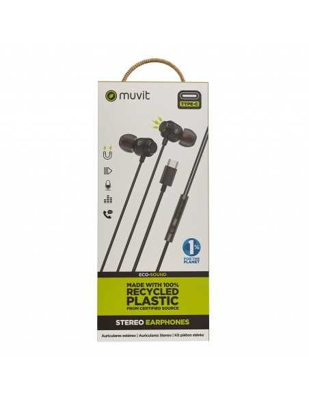 Auriculares magneticos muvit m32 usb tipo c negro Auriculares magneticos muvit m32 usb tipo c negro