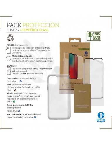 Funda muvit para iphone 13 pro + protector pantalla vidrio templado plano marco negro