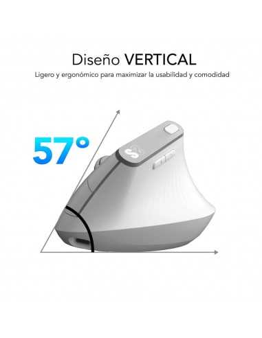Raton inalambrico subblim vertical ergo dual mouse battery blanco