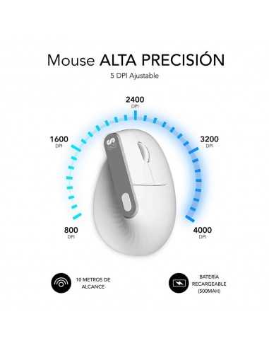 Raton inalambrico subblim vertical ergo dual mouse battery blanco