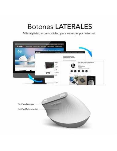 Raton inalambrico subblim vertical ergo dual mouse battery blanco