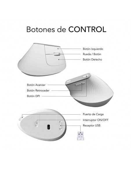 Raton inalambrico subblim vertical ergo dual mouse battery blanco Raton inalambrico subblim vertical ergo dual mouse battery blanco