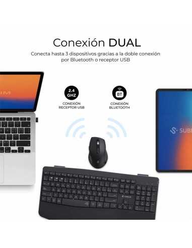 Teclado + raton subblim combo dual office prowave negro
