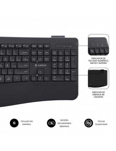 Teclado + raton subblim combo dual office prowave negro