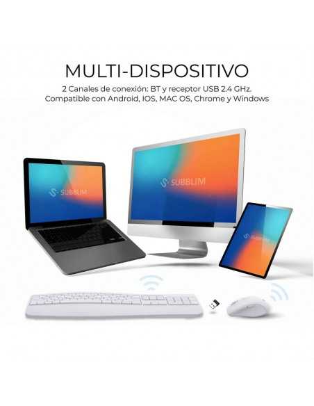 Teclado + raton subblim combo dual office prowave blanco