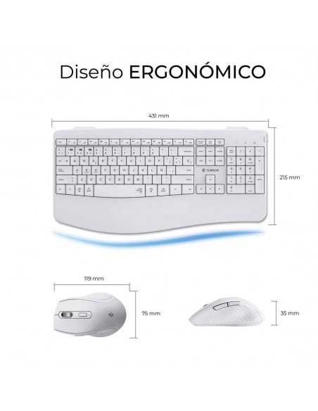 Teclado + raton subblim combo dual office prowave blanco
